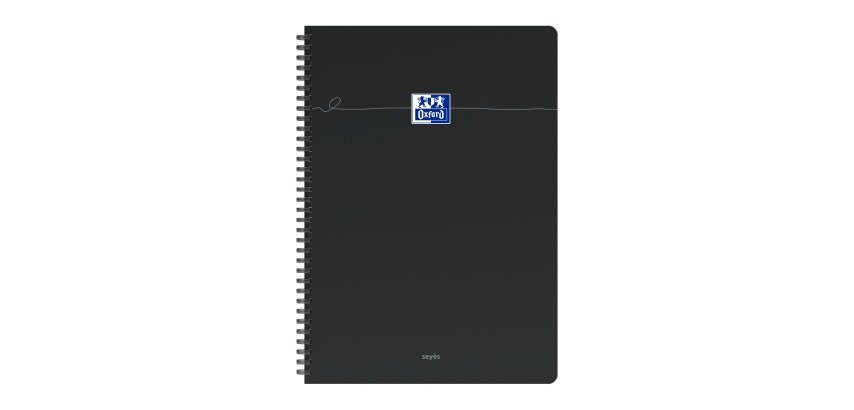 Cahier Oxford Smart A4 grands carreaux Seyès – 100 pages, reliure anneaux souples, couverture noire