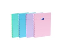 Cahier Oxford Smart A4 grands carreaux Seyès – 100 pages, reliure anneaux souples, coloris assortis pastel