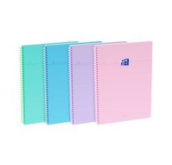 Cahier Oxford Smart A4 petits carreaux 5 × 5 – 100 pages, reliure anneaux souples, coloris assortis pastel