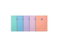 Cahier Smart 5 en 1 Oxford A4+ grands carreaux Seyès – 180 pages, spirale, couverture souple, coloris assortis pastel