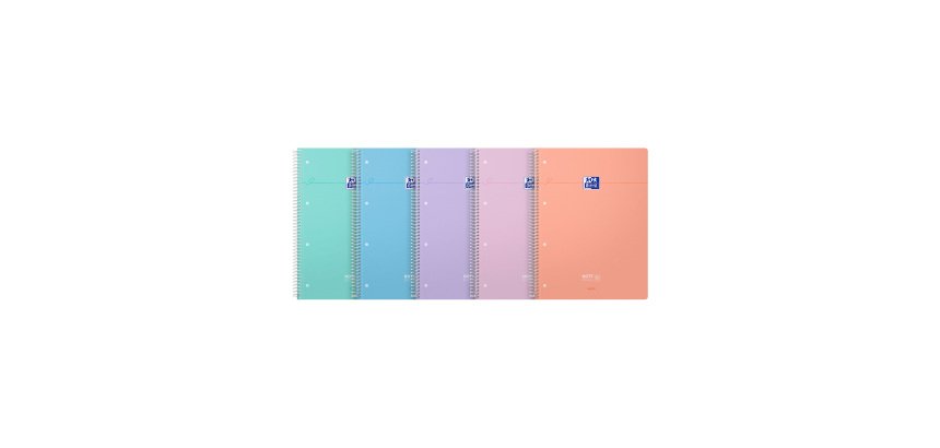 Oxford Smart 5 in 1 Heft A4+ große Karos Seyès – 180 Seiten, Spiralbindung, flexibler Einband, sortierte Pastellfarben