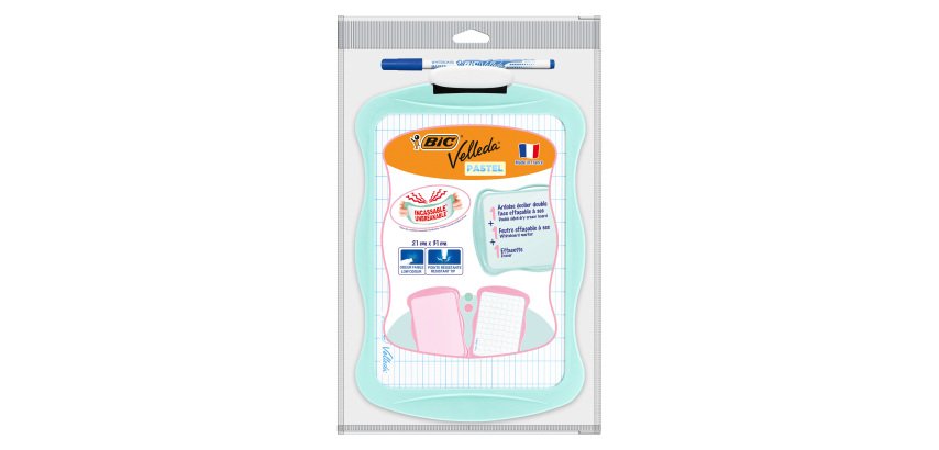 Ardoise ergonomique Pastel Bic Velleda effaçable à sec 21 x 31 cm