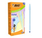 Stylo bille Bic Cristal Pastel à capuchon pointe 1 mm - écriture moyenne - Boîte de 20