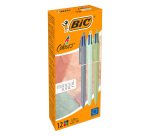 Stylo bille 4 couleurs BIC Minéral rétractable – Pointe 1 mm – Écriture moyenne – Boîte de 12