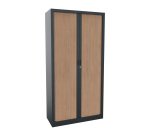 Monobloc metal cabinet with shutters Generic L 100 x H 198 x D 43 cm anthracite body / light oak shutters
