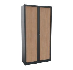 Monobloc metal cabinet with shutters Generic L 100 x H 198 x D 43 cm anthracite body / light oak shutters