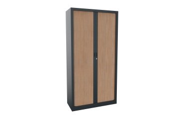 Metall-Einblockschrank mit Rollläden Généric B 100 x H 198 x T 43 cm anthrazitfarbener Korpus / helle Eichenrollläden