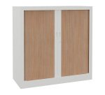 Monobloc metal cabinet with shutters Generic L 100 x H 100 x D 43 cm white body / light oak shutters