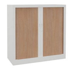 Monobloc metal cabinet with shutters Generic L 100 x H 100 x D 43 cm white body / light oak shutters