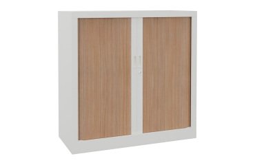 Metall-Einstückschrank mit Jalousien Généric L 100 x H 100 x T 43 cm weißer Korpus / helles Eichenrollo