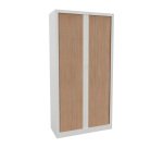 Single-block metal cabinet with shutters Generic L 100 x H 198 x D 43 cm white body / light oak shutters