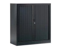Armoire monobloc métal à rideaux Généric L 100 x H 100 x P 43 cm corps noir / rideaux noir