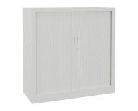 Armoire monobloc métal à rideaux Généric L 100 x H 100 x P 43 cm corps blanc / rideaux blanc
