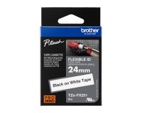 Brother-Band 24 mm weiß schwarze Schrift TZe-FX251