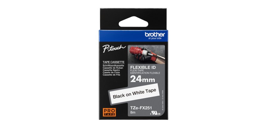 Brother Tape 24 mm White Black Writing TZe-FX251