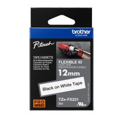 Brother-Band 12 mm TZe-FX231 weiß mit schwarzer Schrift