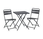 Ensemble Napoli, 1 table et 2 chaises pliantes, carrée L 60 cm