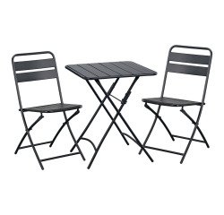 Ensemble Napoli, 1 table et 2 chaises pliantes, carrée L 60 cm