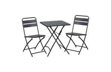Ensemble Napoli, 1 table et 2 chaises pliantes, carrée L 60 cm