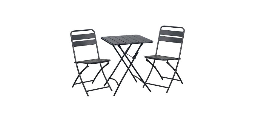 Napoli Set, 1 table and 2 folding chairs, square L 60 cm