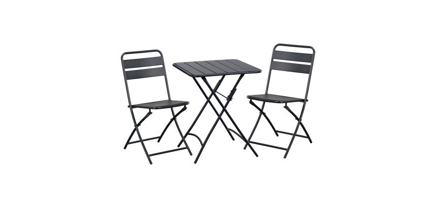 Ensemble Napoli, 1 table et 2 chaises pliantes, carrée L 60 cm