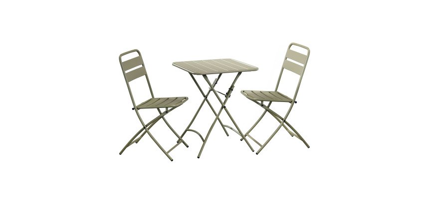 Ensemble Napoli, 1 table et 2 chaises pliantes, carrée L 60 cm