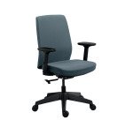 Chaise de bureau MOOV' tissu, dossier avec soutien lombaire, accoudoirs, mécanisme synchrone avec réglage profondeur d'assise