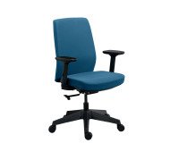 Silla de oficina MOOV' tela azul , respaldo con soporte lumbar, reposabrazos, mecanismo sincronizado con ajuste de profundidad de asiento