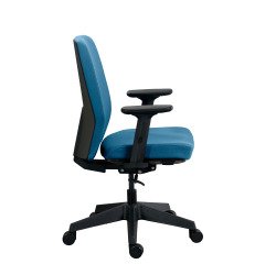 Chaise de bureau MOOV' tissu, dossier avec soutien lombaire, accoudoirs, mécanisme synchrone avec réglage profondeur d'assise
