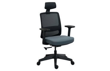Chaise de bureau MOOV', tissu et maille, dossier avec soutien lombaire, accoudoirs, mécanisme synchrone avec réglage profondeur d'assise