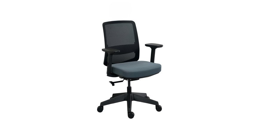 Chaise de bureau MOOV', tissu et maille, dossier avec soutien lombaire, accoudoirs, mécanisme synchrone avec réglage profondeur d'assise