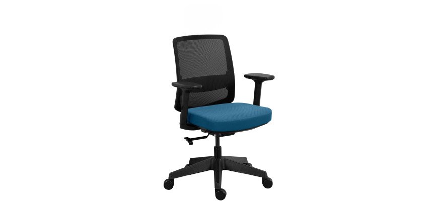 Chaise de bureau MOOV', tissu et maille, dossier avec soutien lombaire, accoudoirs, mécanisme synchrone avec réglage profondeur d'assise