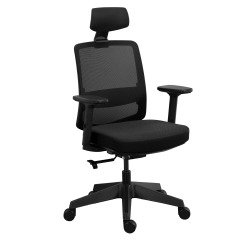 Chaise de bureau MOOV', tissu et maille, dossier avec soutien lombaire, accoudoirs, mécanisme synchrone avec réglage profondeur d'assise