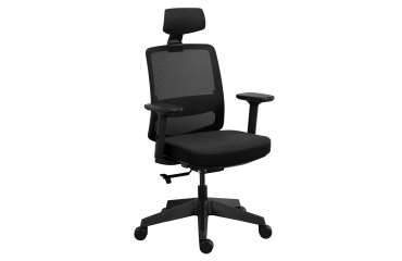 Bürostuhl MOOV', Stoff und Mesh, Rückenlehne mit Lendenwirbelstütze, Armlehnen, synchroner Mechanismus mit Sitztiefenverstellung