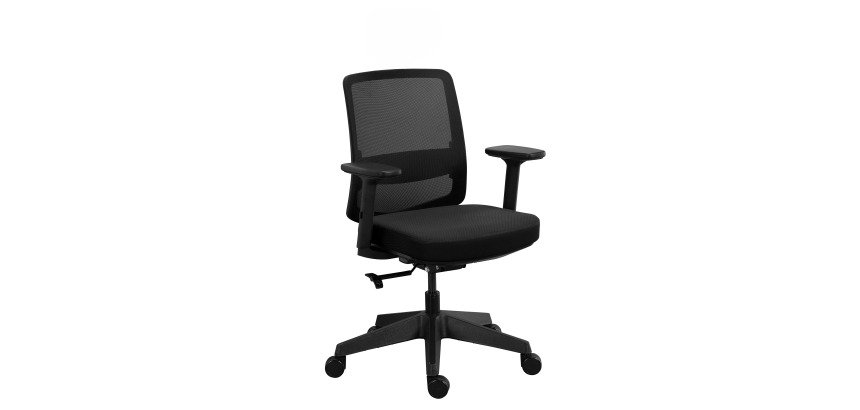 Chaise de bureau MOOV', tissu et maille, dossier avec soutien lombaire, accoudoirs, mécanisme synchrone avec réglage profondeur d'assise