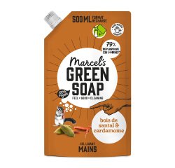 Gel lavant mains Marcel’s Green Soap bois de santal & cardamome - Recharge de 500 ml