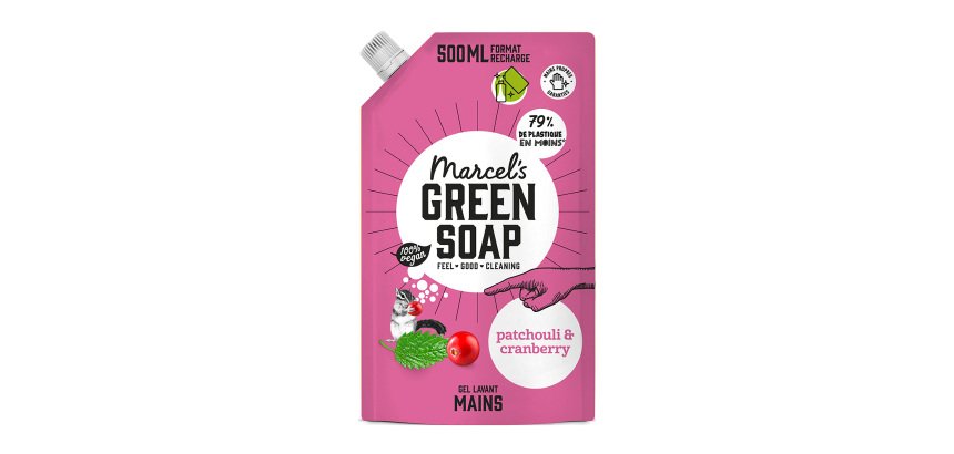 Gel lavant mains Marcel’s Green Soap patchouli & cranberry - Recharge de 500 ml