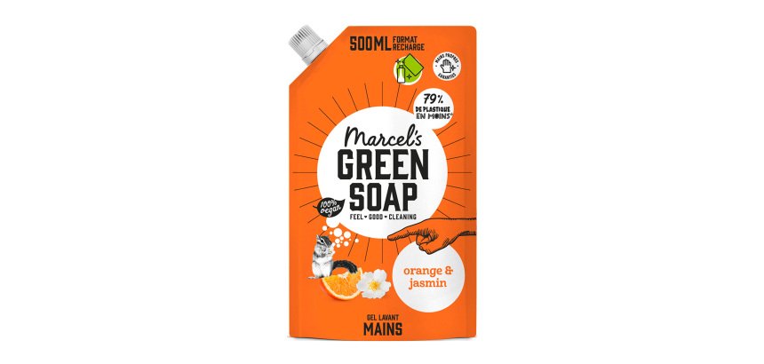 Gel lavant mains Marcel’s Green Soap orange & jasmin - Recharge de 500 ml