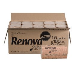 Essuie-mains Zig-Zag Renova Love & Action - Carton de 2700 feuilles
