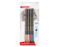 Metallische kleurstiften Edding 1200, assorti kleuren - Etui van 4
