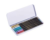 Feutre de coloriage métalliques Edding 1200, couleurs assorties - Coffret métal de 6