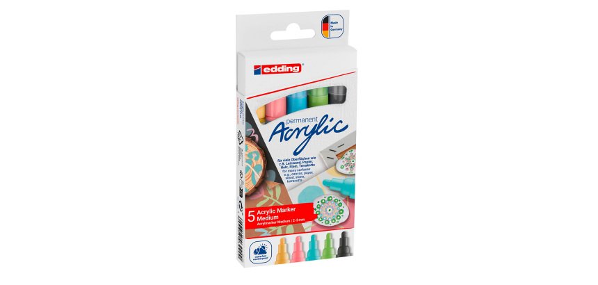 Edding 5100 acrylverfmarker, assorti pastelkleuren - Etui van 5