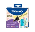 Surligneur Pelikan Textmarker 490 couleurs assorties pastel - Pochette de 6