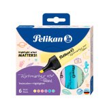 Surligneur Pelikan Textmarker 490 couleurs assorties pastel - Pochette de 6