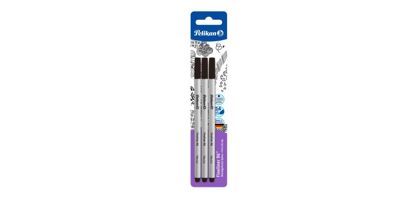 Stylo feutre Pelikan Fineliner 96 à capuchon pointe fine - Etui de 3