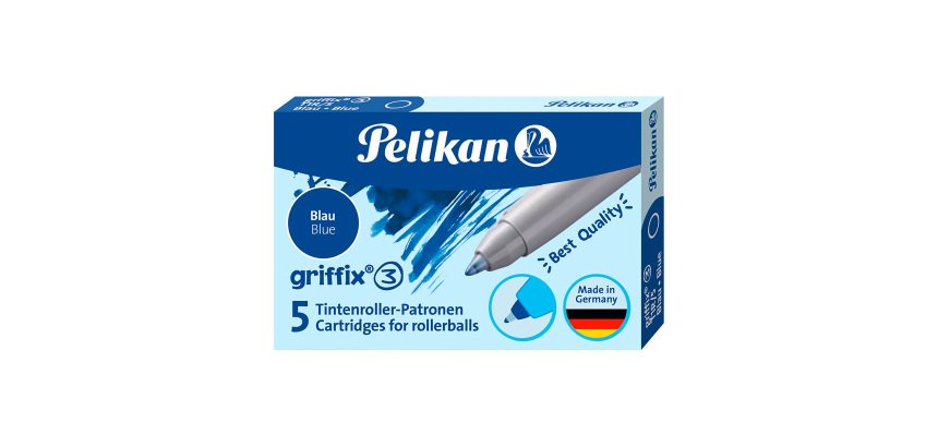 Refills for Pelikan Griffix Fresh Blue Roller Pen Medium Point 0.8 mm - Pack of 5