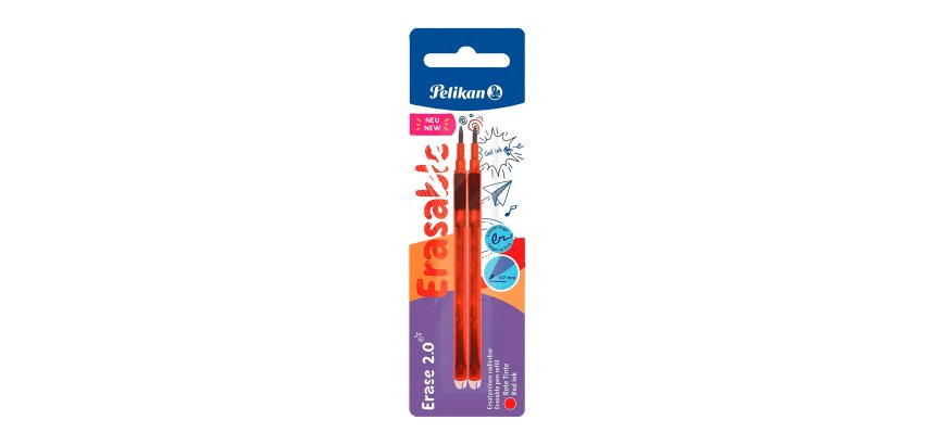 Recharges pour stylo roller effaçable Pelikan erase 2.0 pointe moyenne 0,7 mm - Etui de 2