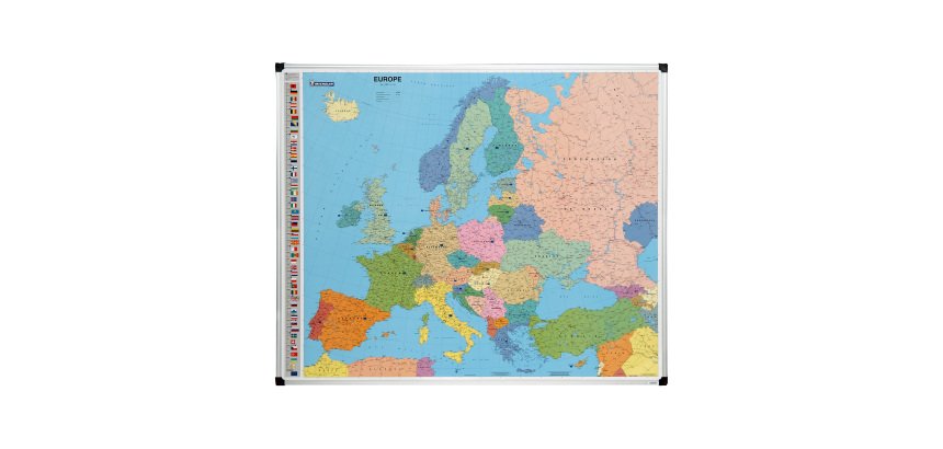 Magnetic Political Map of Europe 103 x 124 cm with Michelin Aluminum Frame