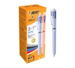 Stylo bille 4 couleurs 3+1 HB BIC Recyclé rétractable – Pointe 1 mm – Écriture moyenne – Boîte de 12