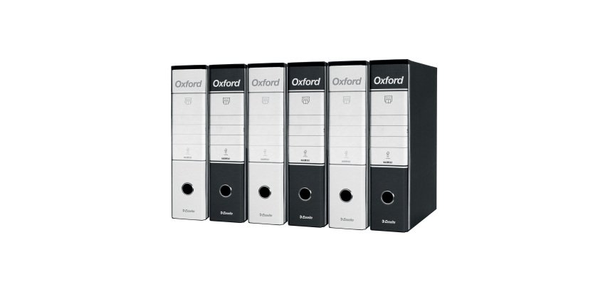 Registratore Protocollo dorso 8 cm Oxford Esselte in cartone 2 anelli A4 tre bianchi e tre neri 6 pezzi